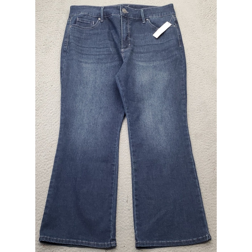 Gloria Vanderbilt Tummy Sculpt Ankle Boot Jeans Womens 16P‎ Blue Denim High Rise